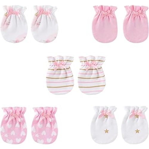 falianni 5 Pairs Baby Not Scratch Mittens 0-6 Months New Born Boy Girl Gloves Cute Infant Accessories