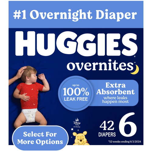 Huggies Overnites Nighttime Baby Diapers, Size 6, 84 Ct for Dry Nights