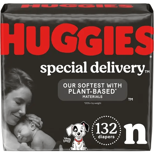 Huggies Special Delivery Hypoallergenic Baby Diapers Size Newborn (up to 10 lbs), 132 Ct, Fragrance Free, Safe for Sensitive Skin