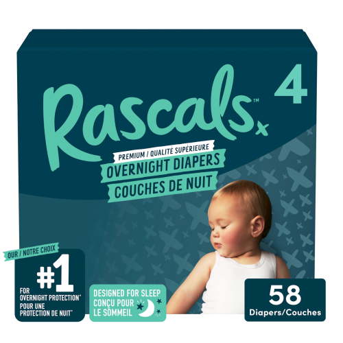 Rascals Overnight Diapers, Size 4, Carton, 58 Count, (Select for More Options) - Walmart.ca