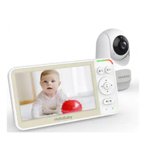 HelloBaby - HB6256 Video Baby Monitor with Remote Pan-Tilt-Zoom, 1000ft Range, 5.0" LCD, Night Vision - White
