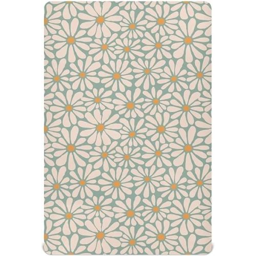 Daisy Flower Print Crib Sheet Retro Groovy Floral Mattress Cover for Boys Girls 52" x 28" Boho Baby Bed Sheet for Nursery Decor