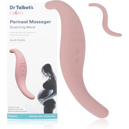 Dr. Talbot's Mom Perineal Massager for Pregnancy and Labor Prep - Adjustable Heat and Vibration Modes - Includes Mirror, Travel Bag, and USB Cord