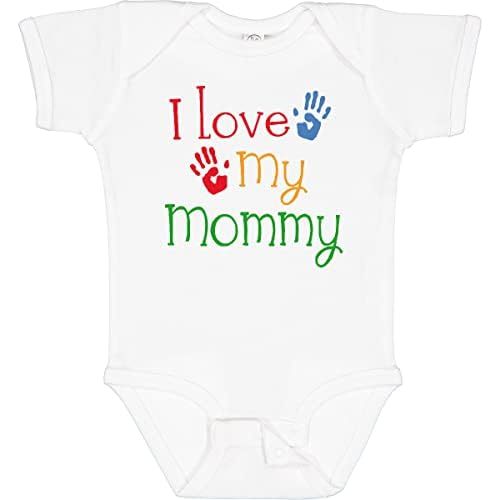 inktastic I Love My Mommy Handprints Baby Bodysuit