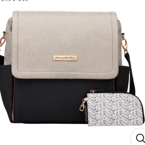 Boxy Diaper Bag Backpack in Black/Sand