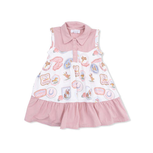 Cowboy Bodysuit Dress, Rodeo Patches Pink