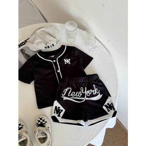 Playful Pals 2pcs Infant Toddler Baby Boy Street Life Casual Graphic Street Fashion Beach Summer Black Reflective Ink Print Sports Jersey T-Shirt And Shorts Set