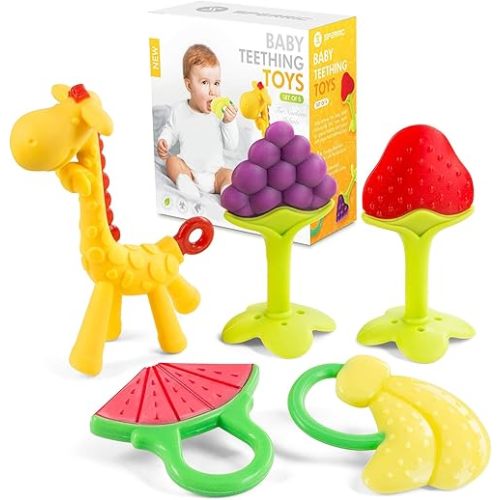 Baby Teething Toys for Newborn (5-Pack) Freezer Safe BPA Free Infant and Toddler Silicone Teethers Soothe Babies Gums, Perfect Baby Gift