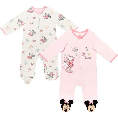 Disney Junior Baby Girls 2 Pack Zip Up Sleep N' Plays Newborn to Infant Sizes (Newborn - 24 Months)