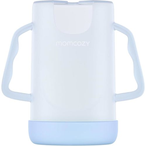 Momcozy Baby Pouch Holder No Squeeze, Baby Food & Juice Box Holder, Mess-Free, Easy Grip for Self-Feeding, BPA-Free & DEHP-Free, Must-Have for Babies, Blue