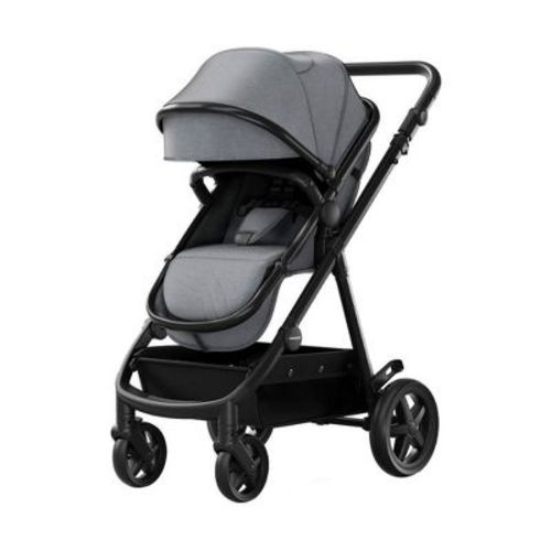 Mompush Meteor 2-in-1 Stroller - Gray Fabric Silver Frame