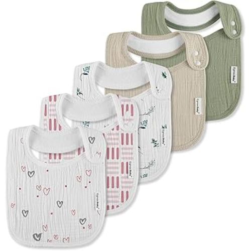 Muslin Bibs for Baby Boys Girls,Organic Muslin Baby Bib for Drooling and Teething,Soft Bandana Drool Bibs 5 Pack