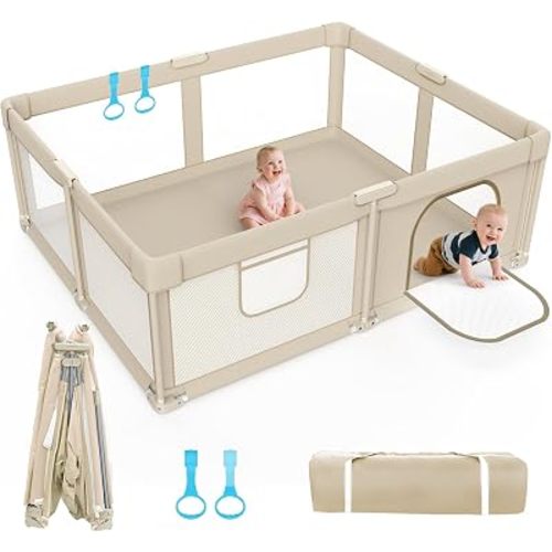 Foldable Baby Playpen 71 x 59 Inch, Super Large Playpen, Baby Play Pen