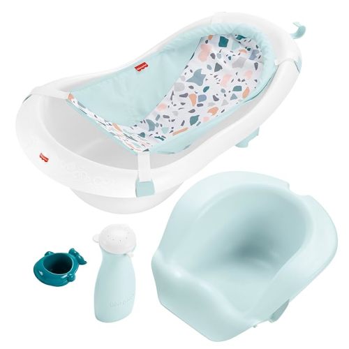 Fisher-Price™ Baby to Toddler Bath 4-in-1 Sling 'N Seat Tub with Removable Infant Support and 2 Toys, Pacific Pebble