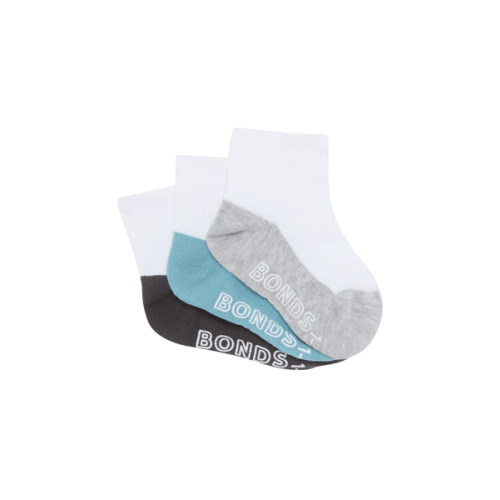 Baby Cotton Blend Logo Lightweight Quarter Crew Socks 3 Pack - Bonds