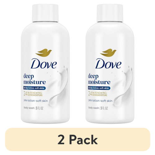 (2 pack) Dove Body Wash For 24hr Lotion-Soft Skin Deep Moisture Moisturizing Skin Cleanser With No Sulfates No Parabens ,3 fl oz