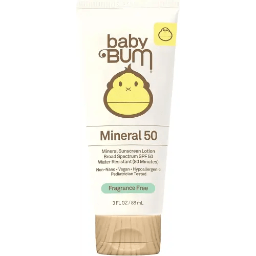 Sun Bum Baby Bum SPF 50 Sunscreen Lotion with Mineral UVA/UVB Face and Body Protection for Sensitive Skin - Fragrance Free - Travel Size - 3 FL OZ