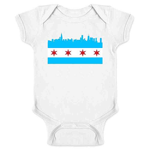 Pop Threads Chicago City Flag Skyline Retro Vintage Infant Baby Boy Girl Bodysuit