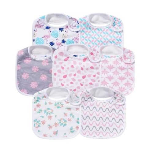 7 Pack Baby Cotton Absorbent Bibs for Drooling Teething