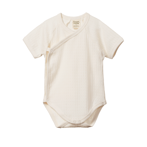 Pointelle Short Sleeve Kimono Bodysuit