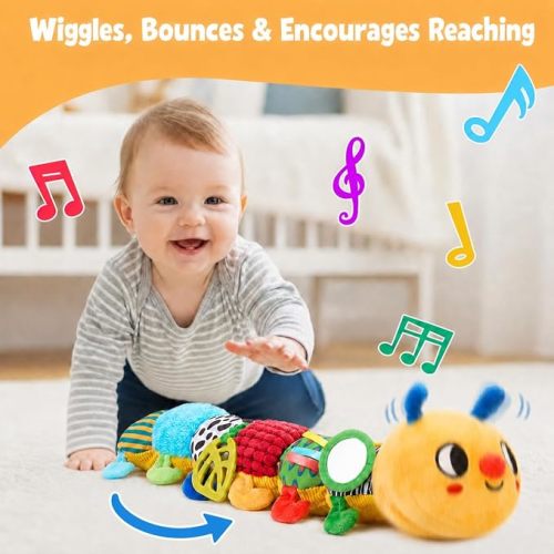 JoyCat Baby Toys 0-18 Months, Musical Bouncing Sensory Caterpillar Toy