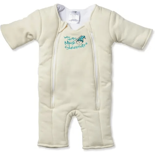 Magic Sleepsuit Baby Merlin's Cotton Baby Swaddle Transition Product - Soft and Cozy Design, Double Zipper for Easy Diaper Changes, Promotes Safe Sleep, 3-6 Months - Cream - Small 12-18lbs