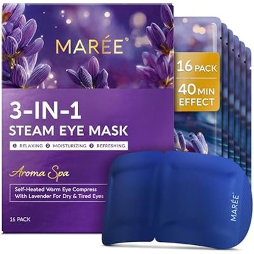 MAREE Steam Eye Mask — Lavender Eye Pillow for Relaxation — Heated Eye Mask for Dry Eyes — Masks for Women for Puffy Eyes — Aromatherapy Warm Compress for Eye Disposable — Yoga Essentials