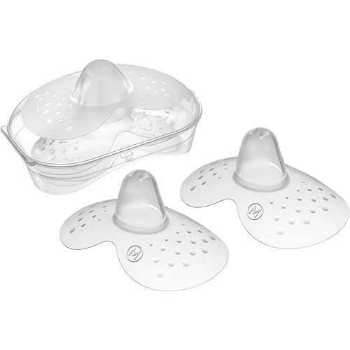 MAM Breastfeeding Nipple Shields with Sterilizing Storage Case, Nipple Shields for Nursing Newborn, Size 2 Medium, 2-Count, Clear