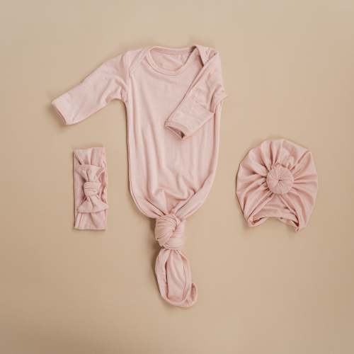 Sleeper and Headwrap Set- Blush