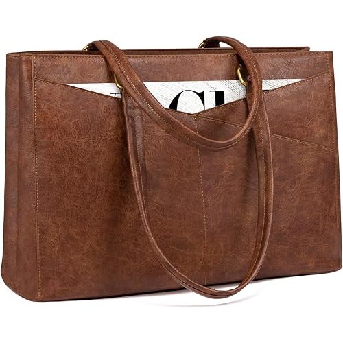 LOVEVOOK Laptop Tote Bag for Women,Leather Work Computer Briefcase Bag