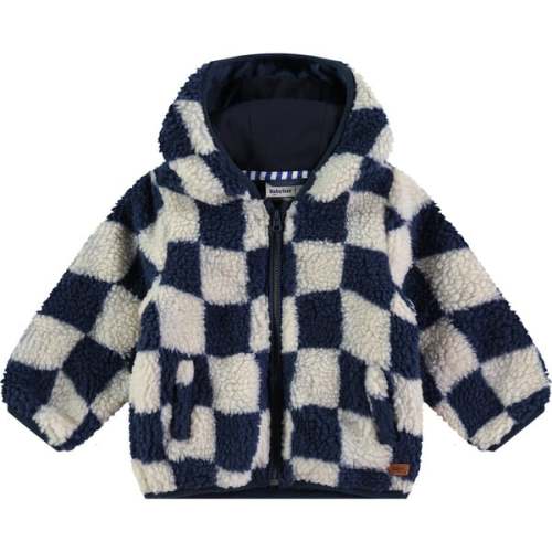 Fuzzy Hooded Jacket, Checkered - Babyface | Maisonette