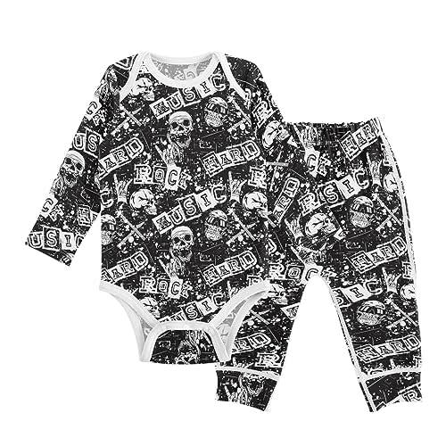 vvfelixl Baby Bodysuits Pants Sets Guitar Headphones Long Sleeve Baby Clothes For Boys Girls 0-24M Black