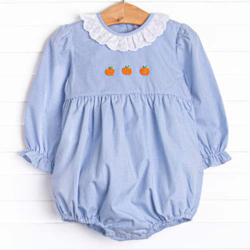 Petite Pumpkins Embroidered Bubble, Blue – Stitchy Fish