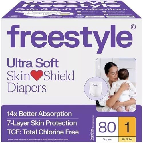 Free~Style Hyper Absorbent Ultra Soft TCF Luxuary Diapers (Size 1-80 ct)