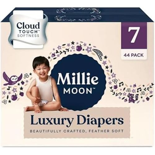 Millie Moon Luxury Diapers ~ (Size 7 and Count 44) ~ 1 Pack ~ White.