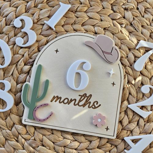 Cowboy Monthly Milestone Discs | Baby Monthly Discs for Photos | Interchangeable Numbers Monthly Photo Prop Set | Newborn Photo Prop