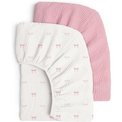 lulumoon Muslin Crib Sheets for Baby: Snug Fitted for 52x28 Crib Mattress