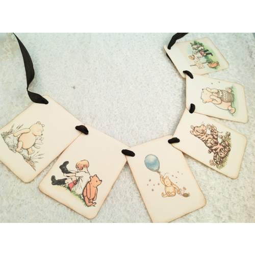 Winnie the Pooh Banner-Classic Pooh Baby Shower Birthday Banner-Nursery Banner Bunting