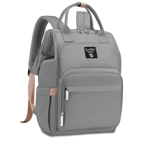 Pomelo Best Diaper Bag Backpack Stylish Waterproof Multifunctional Large Baby Bag with Changing Mat and Stroller Straps (Light Grey)