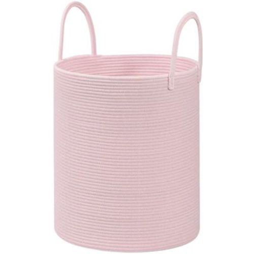 ULTIMEA Cotton Rope Storage Basket with Handles, Pink, Large Capacity Laundry Hamper and Laundry Basket
