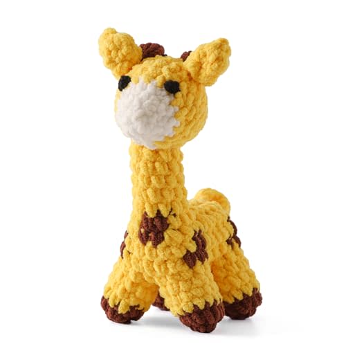 Moyii Handmade Crochet Giraffe Baby Rattle - Soft Cotton Amigurumi Sensory Shaker Toy for Newborns & Infants - Easy Grip Lovey Sleep Toy & Neutral Nursery Decor Shower Gift
