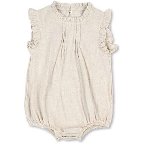 HOOLCHEAN Baby Girls Cotton Linen Plain Ruffles Sleeveless Bodysuits