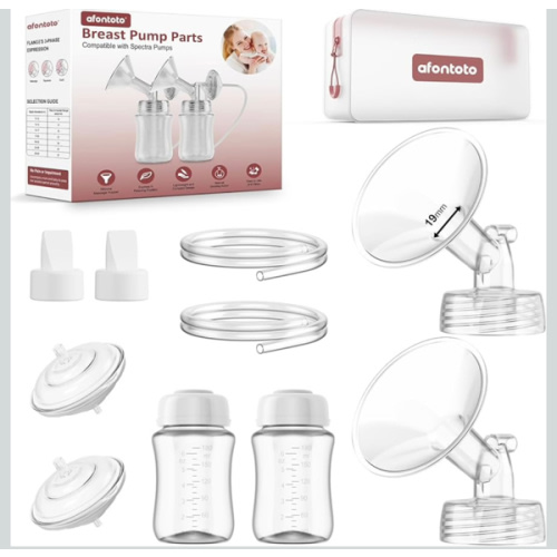 Pump Parts Compatible with Spectra S1/S2/9 Plus Breastpump, 4 Set Replacement Parts for Spectra Include 24mm Flange,Duckbill Valve,Backflow Protector,Tube,Bottle, Not Original Spectra S2 Accessories