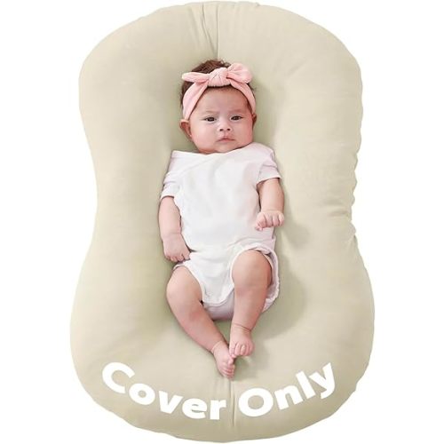 FUNUPUP Rayon Made from Bamboo Baby Lounger Cover Compatible with Snuggle Me Lounger, Infant Lounger Pillow Cover for Newborn, Removable Elastic Newborn Lounger Cover,Cover Only,Khaki