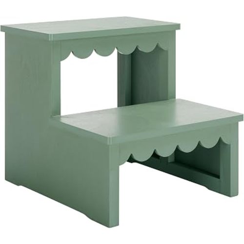 SAFAVIEH Home Collection Haven Sage Green 2-Stair Step Stool for Adults & Kids in Kitchen, Bedroom, Bathroom (Fully Assembled)