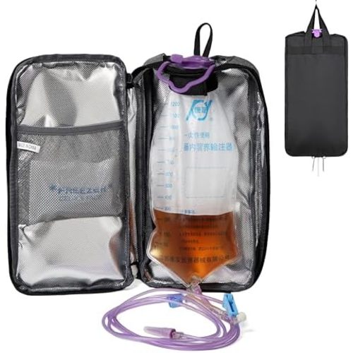 Insulated Cover for Enteral Gravity Feeding Bag for G J GJ Tube G-tube Gtube Accessories Supplies Nutrition Liquid Insulation Cooler Fits 500ml to 1200ml Feeding Pump Bag