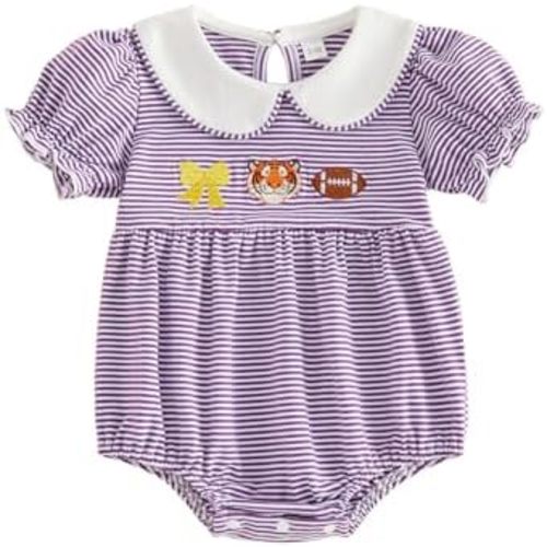 Baby Girl Football Outfit Short/Long Sleeve Stripe Romper