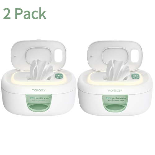 (2 pack) Momcozy Baby Wipe Warmer with Spring Design, 4 Modes Temperature, Wipe Dispenser with Night Light