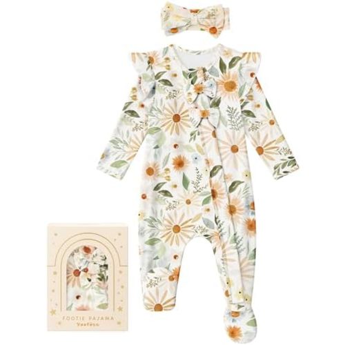 Yoofoss Baby Pajamas Rayon Made From Bamboo Sleepers, Baby Girl Clothes Newborn 0-3 3-6 6-9 Months Footed Pjs, Soft