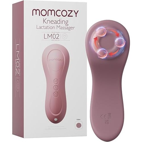 Momcozy Rolling Lactation Massager with Heat, 3-in-1 Real-Like Massage for Relieve Clogged Ducts, Breast Massager Warming for Breastfeeding, Improve Milk Flow, Dusty Rose